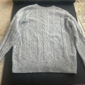 LOFT Light Gray Cable Knit Sweater